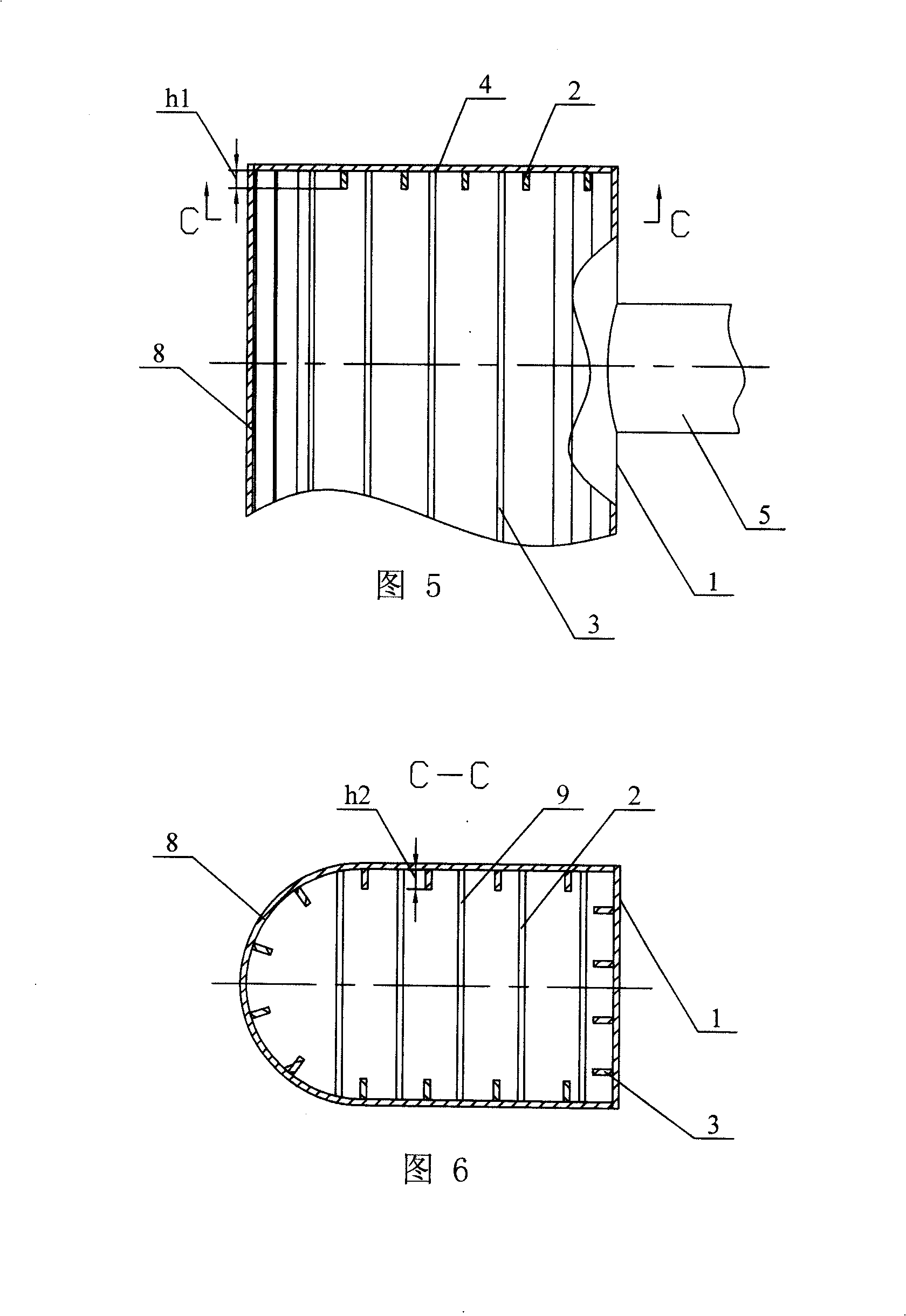 Guide rib for reinforcing internal cycle for smoke purifying reaction tower