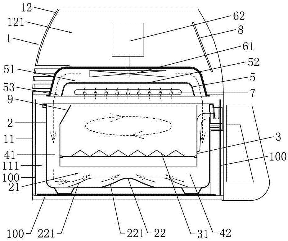 Air frying pan with improved structure