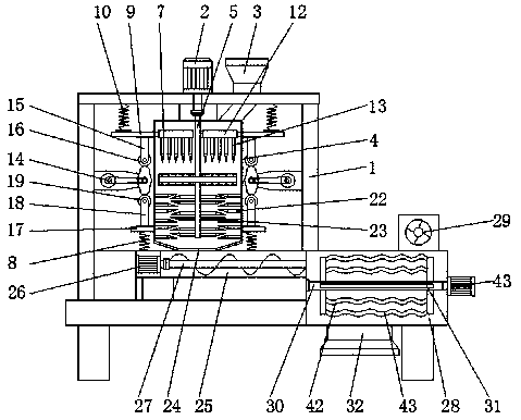 Efficient shredding device for pasture in animal husbandry