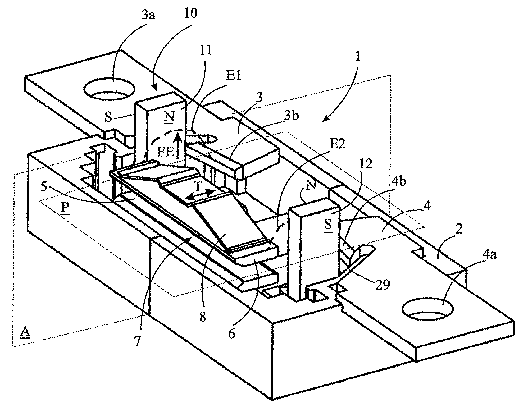 Electrical switching device, notably for direct current, equipped with a magnetic module for blowing the electric arc