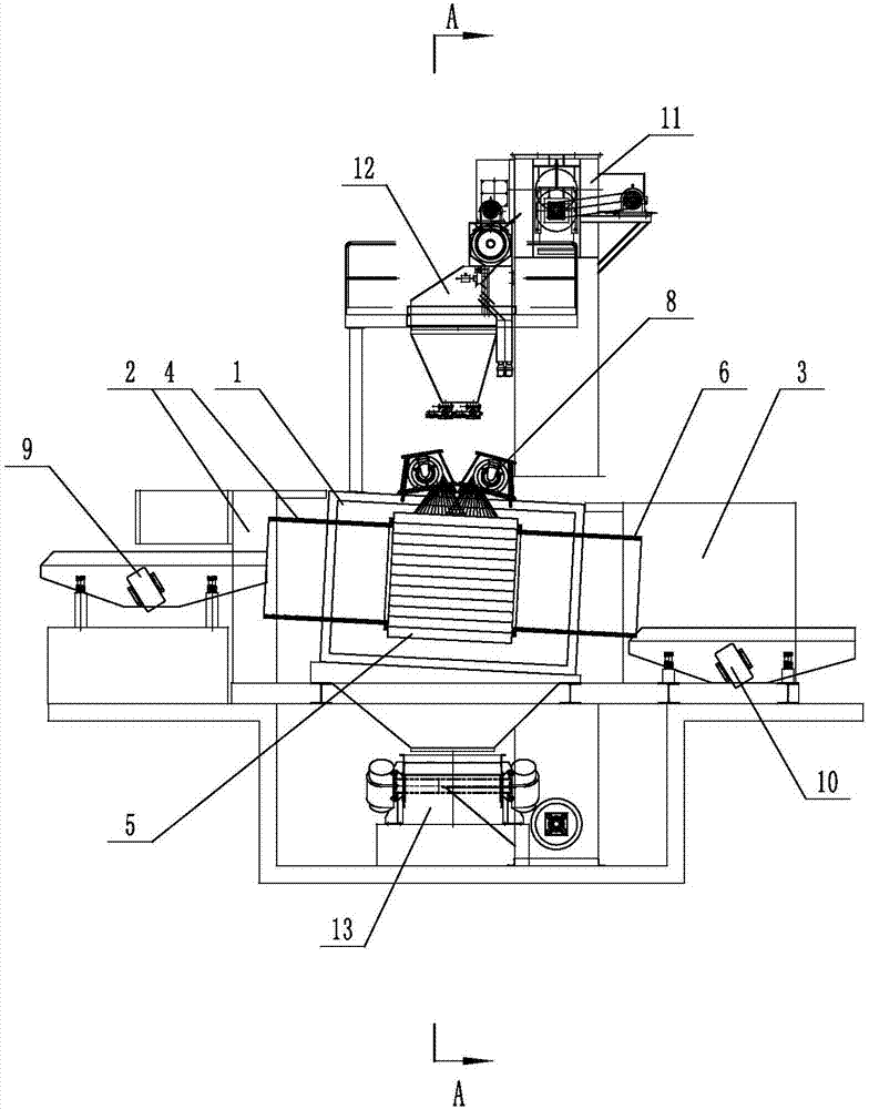 Continuous passing type conveying caterpillar band shot blasting machine