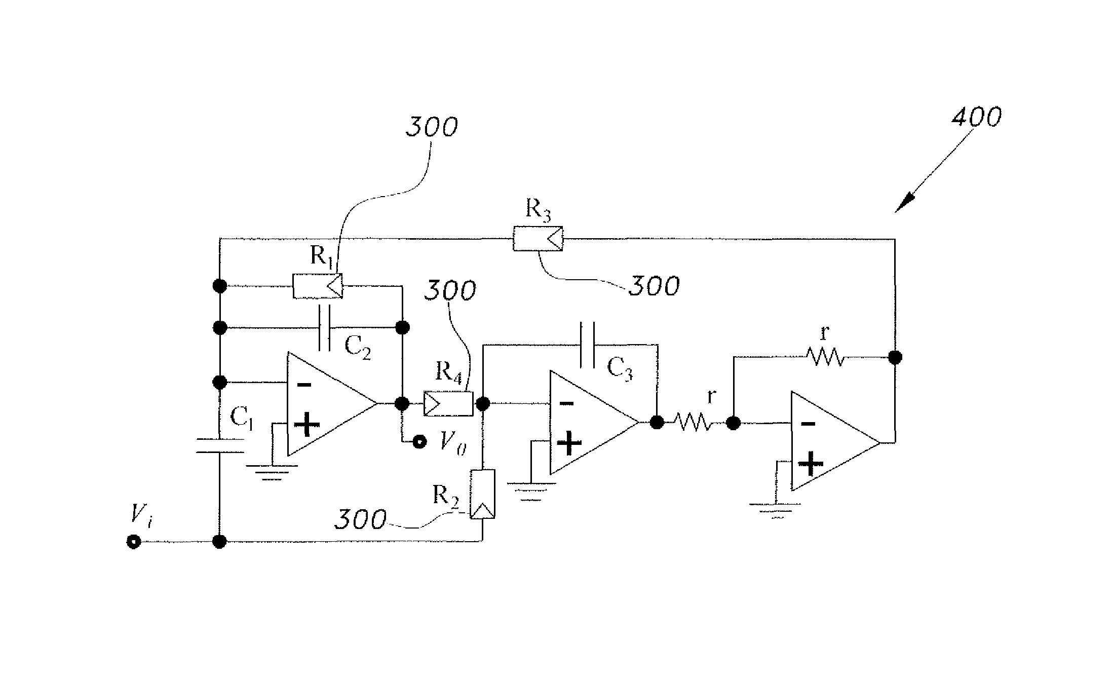 Low frequency notch filter integrated circuit