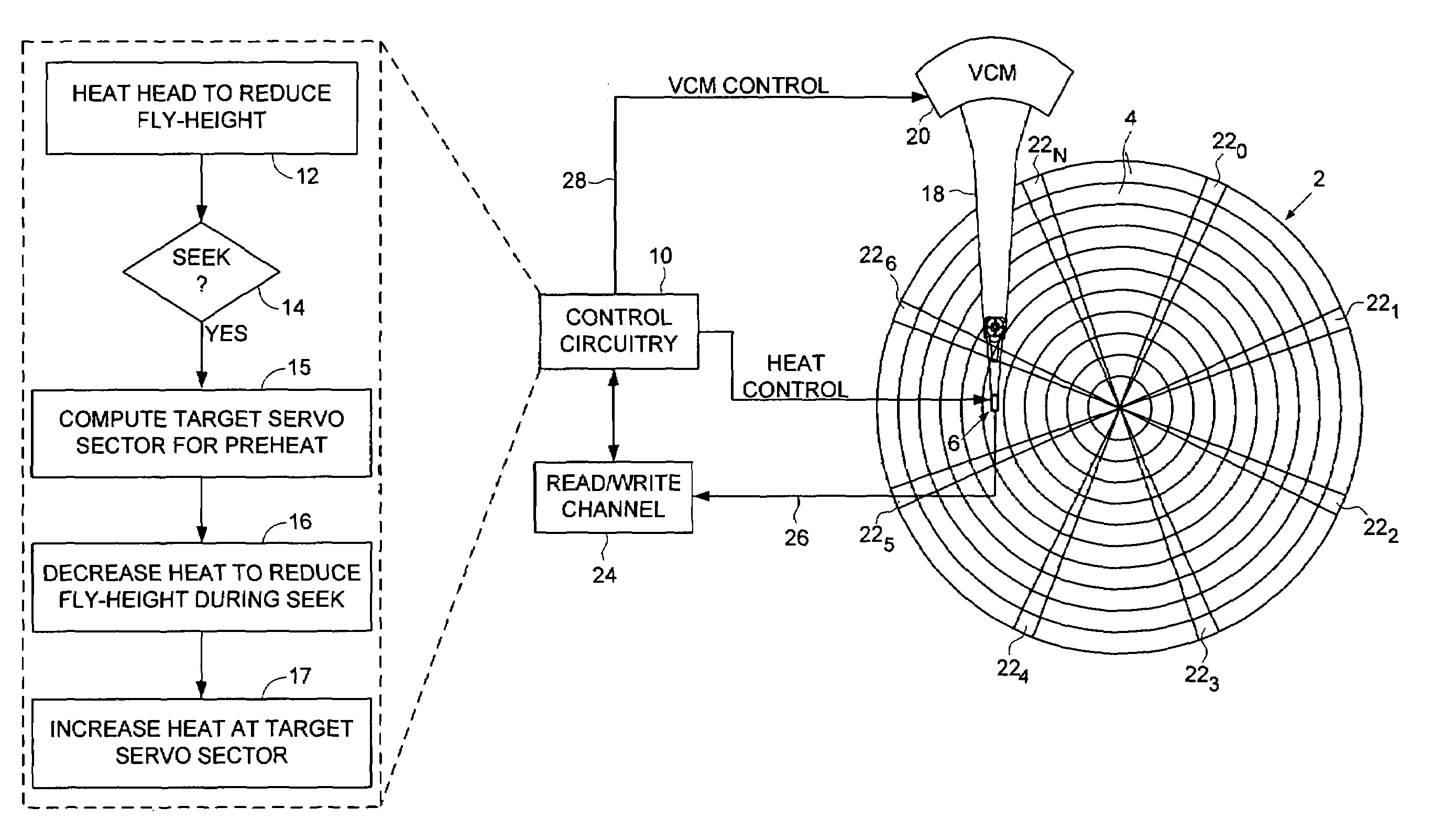 Disk drive decreasing head temperature to increase fly-height during seek operation