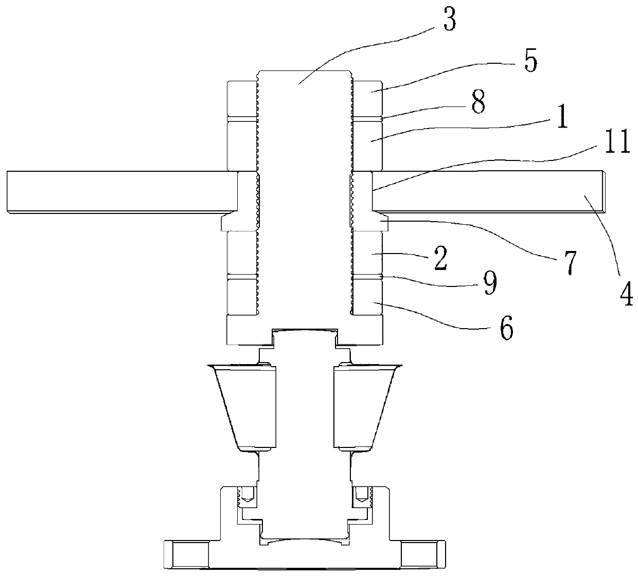 Assembly and method for adjusting height of weighing flat plate based on column sensor