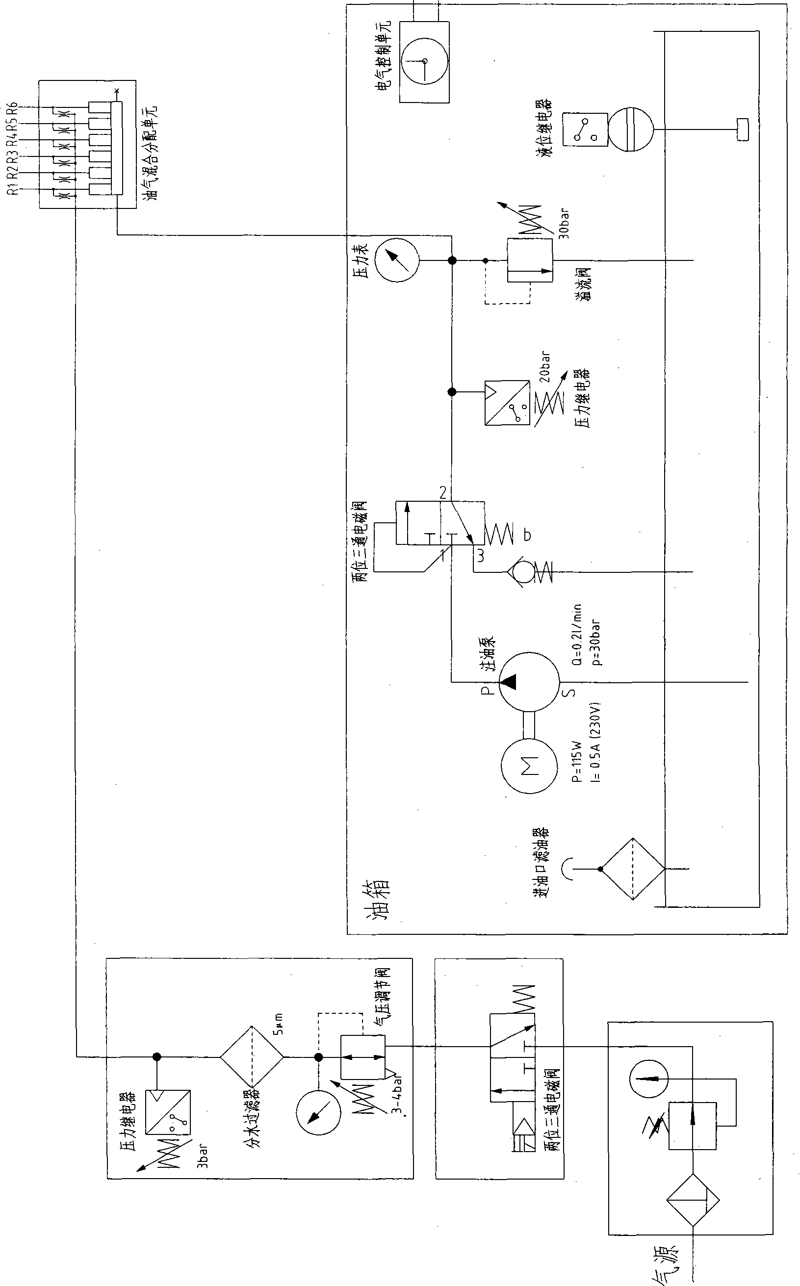 Large-size horizontal machining-center high-speed main-axle oil gas lubricating system