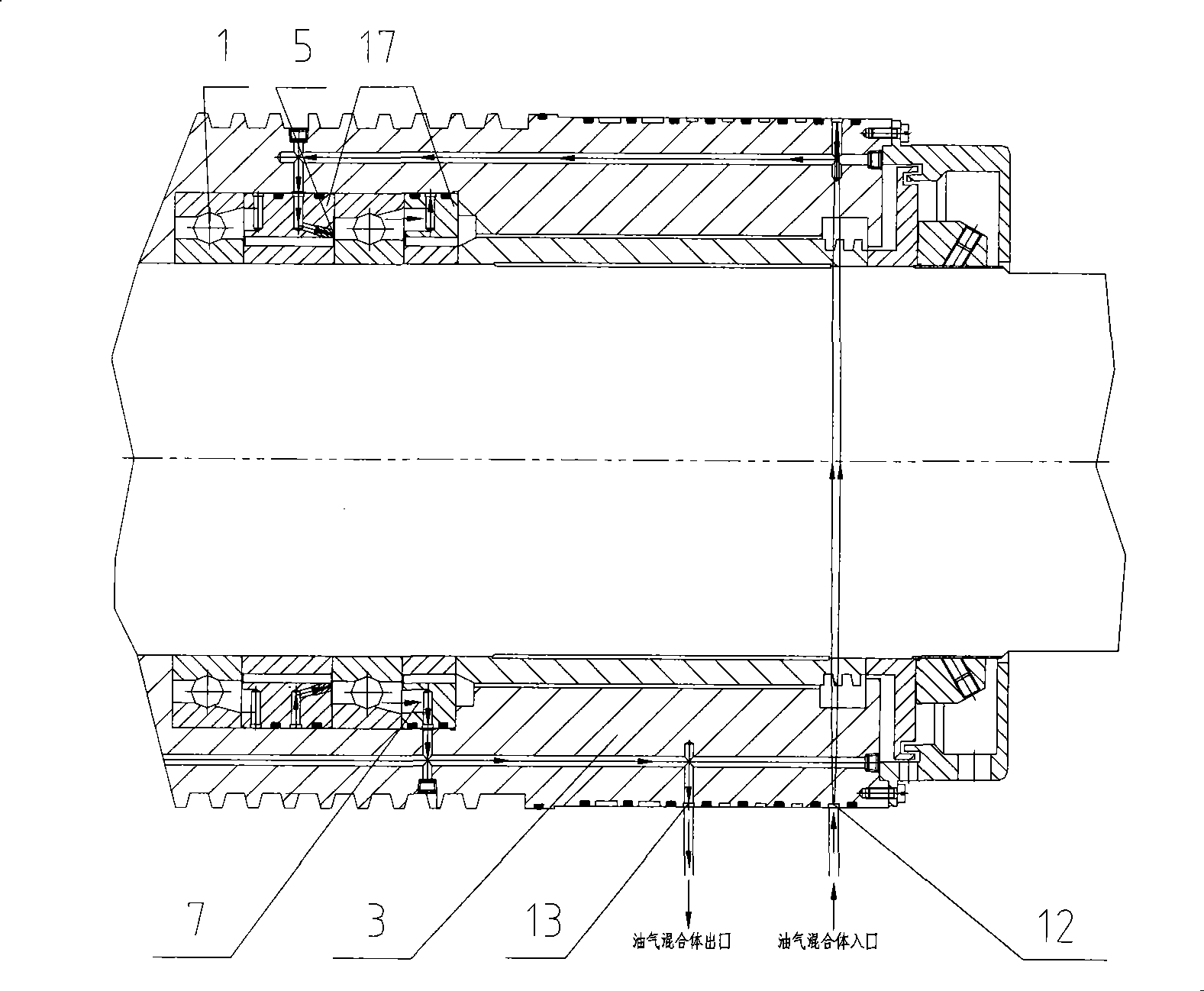 Large-size horizontal machining-center high-speed main-axle oil gas lubricating system