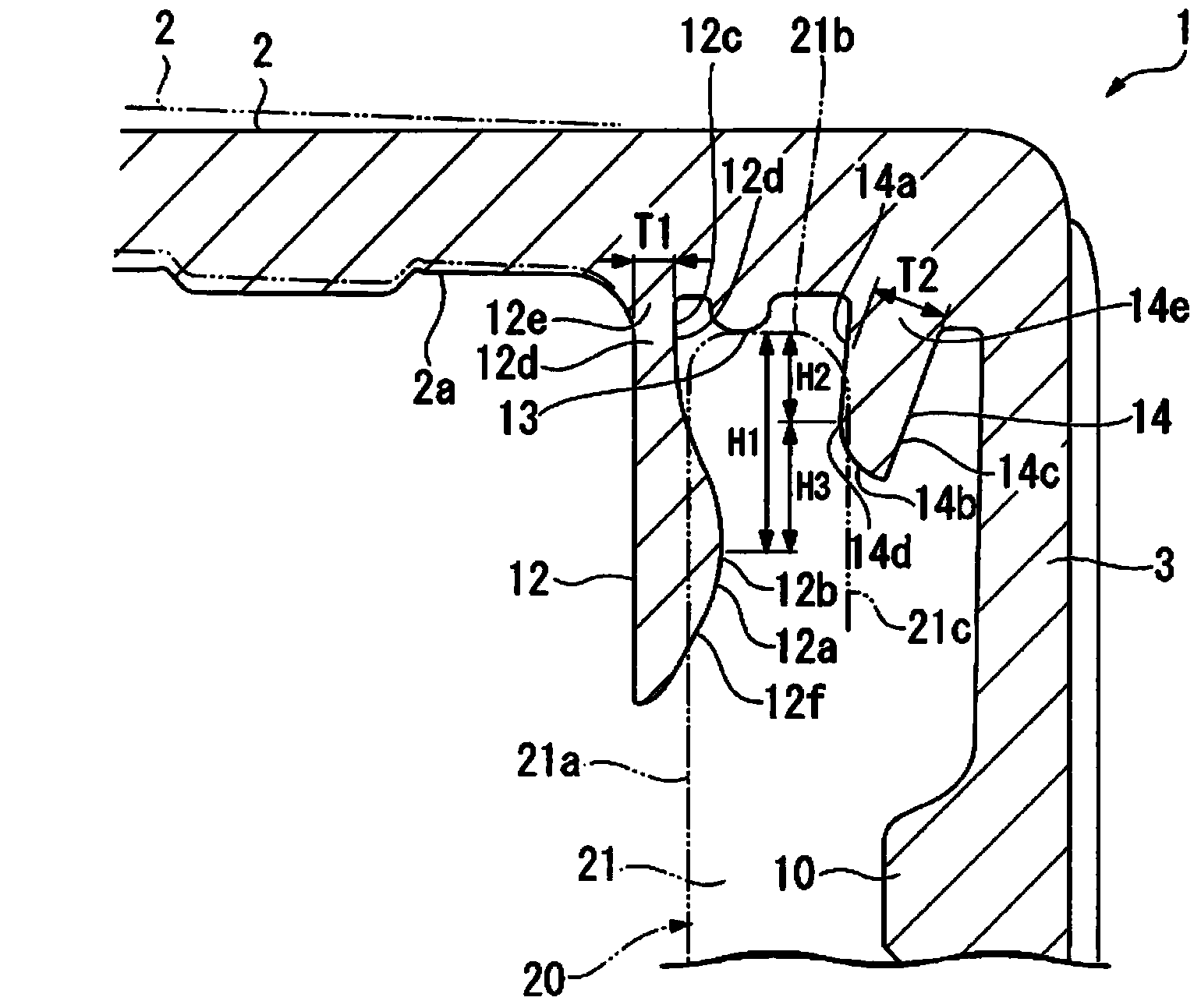 Synthetic resin cap for carbonated beverage-filled container, closure device, and beverage-filled closure device