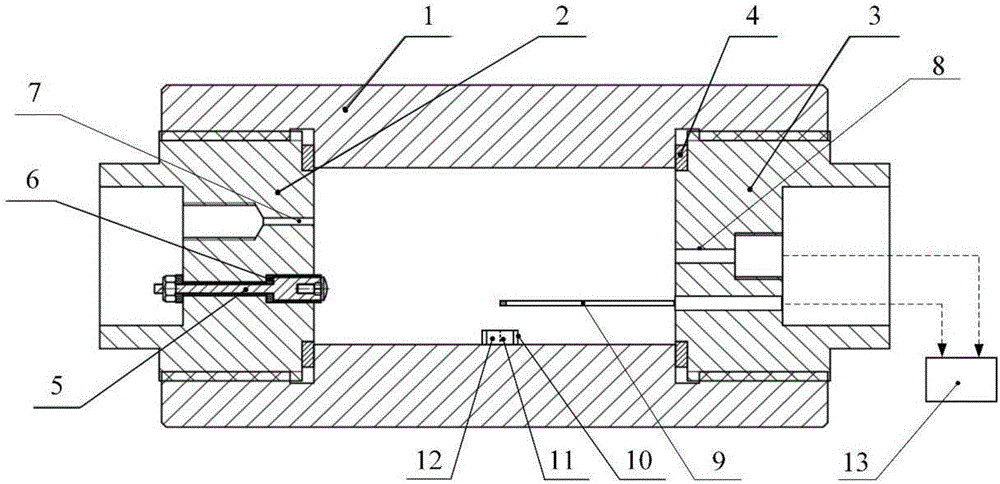 Test device for burning speed/burning temperature of solid propellant and test method thereof