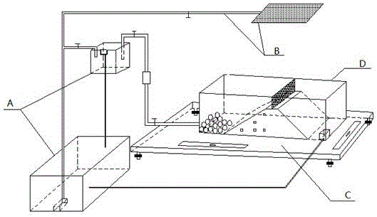 Experiment device for simulating dam overtopping of tailing dam under rainfall action and experiment method