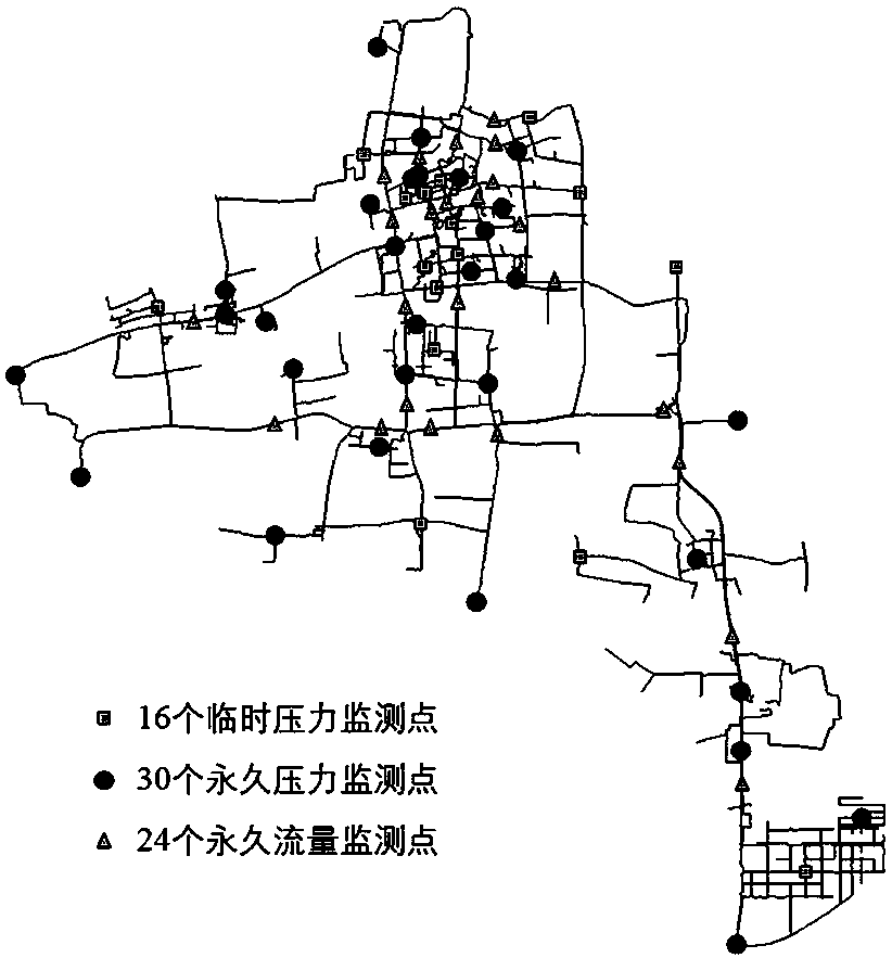 Rapid water supply network model correction method for adjusting node flows and pipeline resistance coefficients at same time