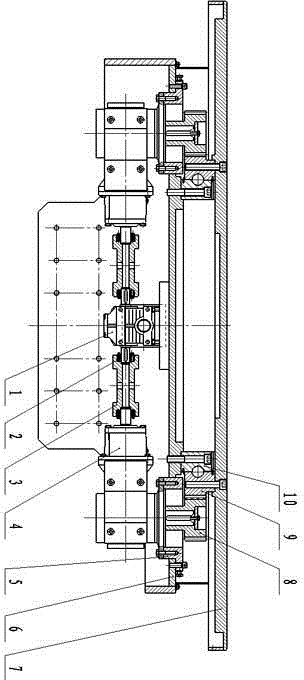 Back-clearance-free transmission method for large high-precision rotating disc