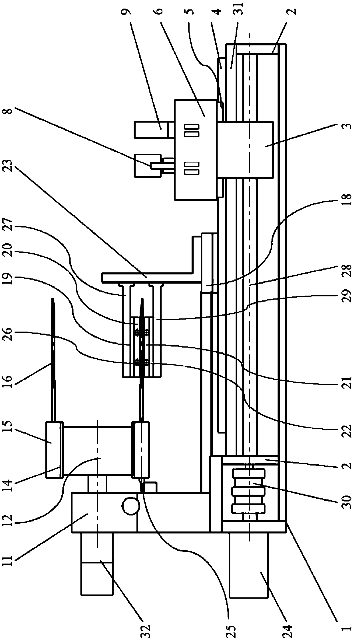 Lithium battery cell hot needle reaming device