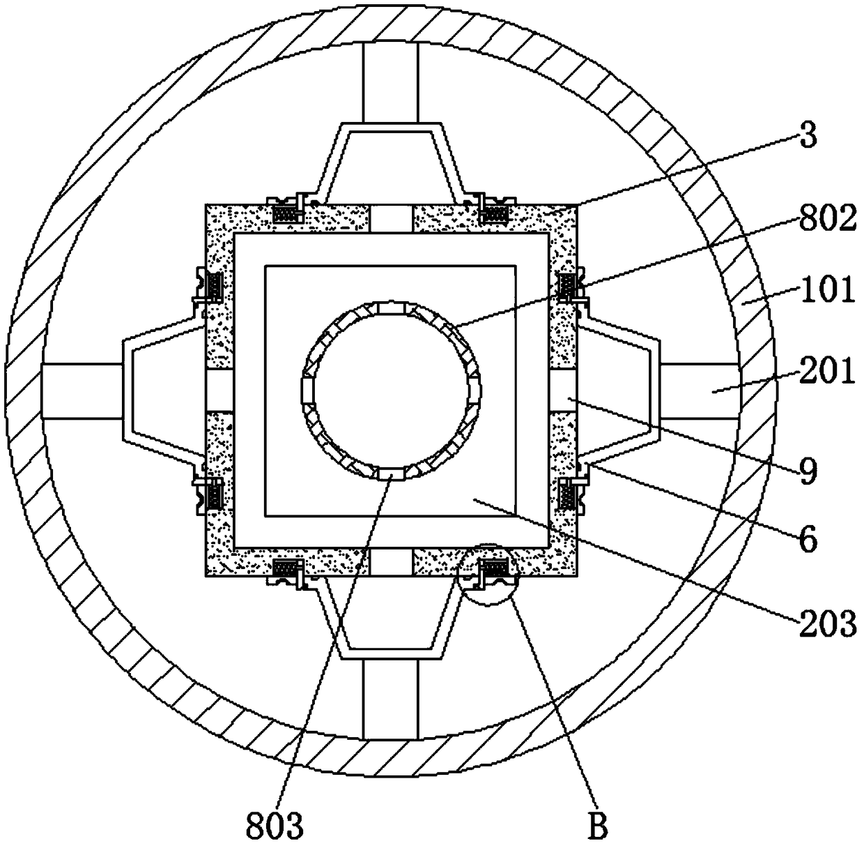 Leek water splashing device based on centrifugal water splashing and air flow