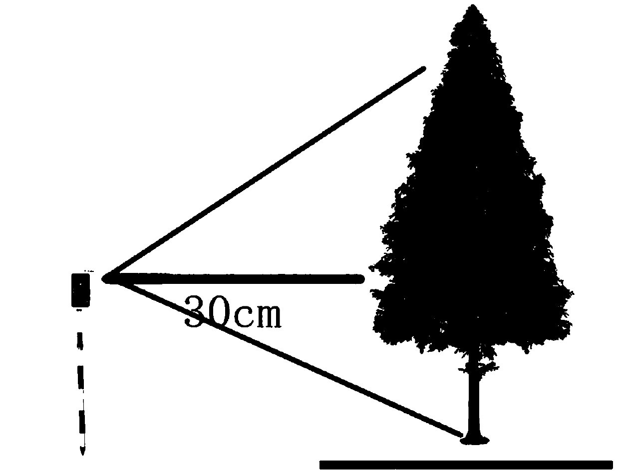 Intelligent mobile phone tree measuring device and tree measuring method thereof