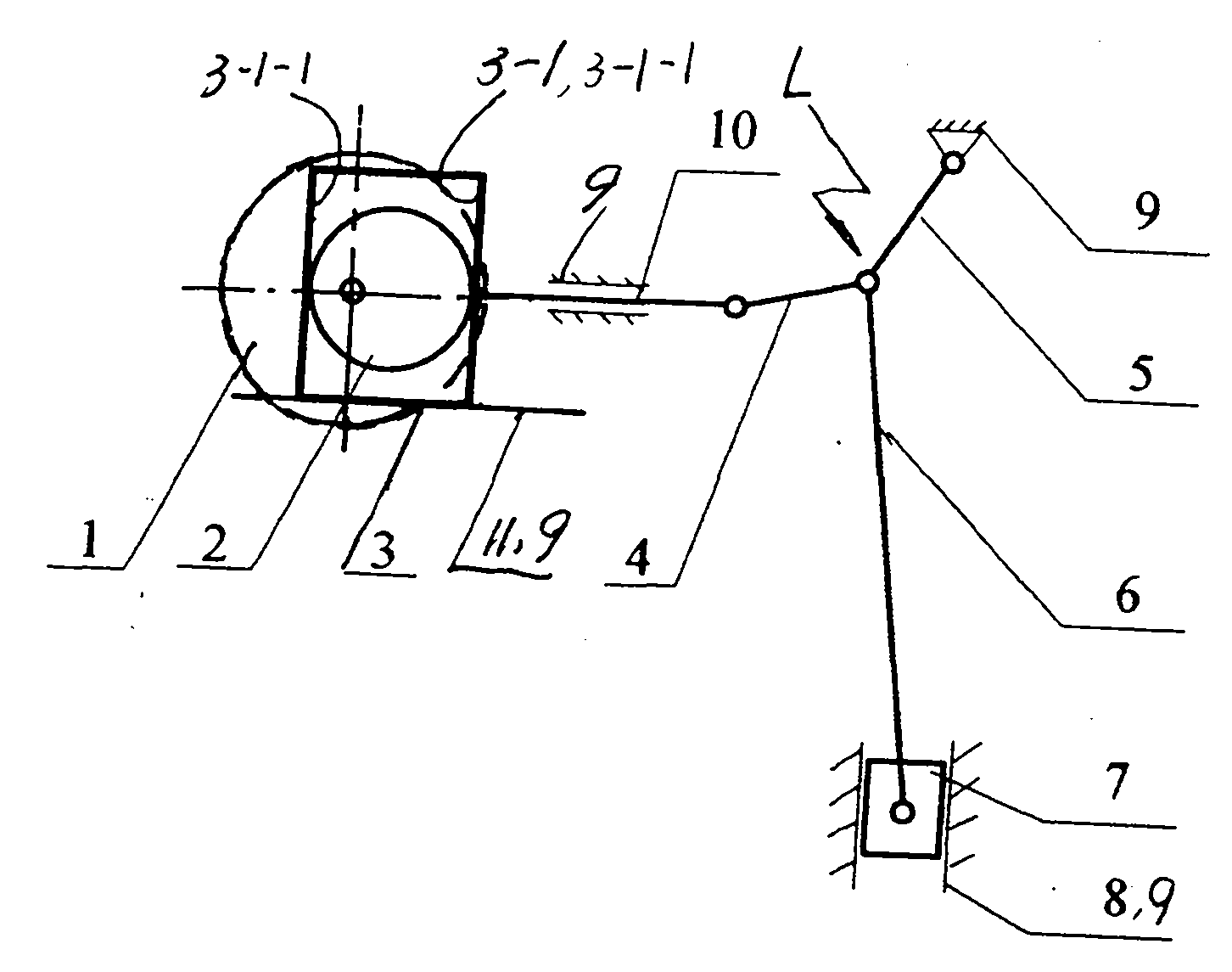 Transmission device of mechanical elbow rod type servo press