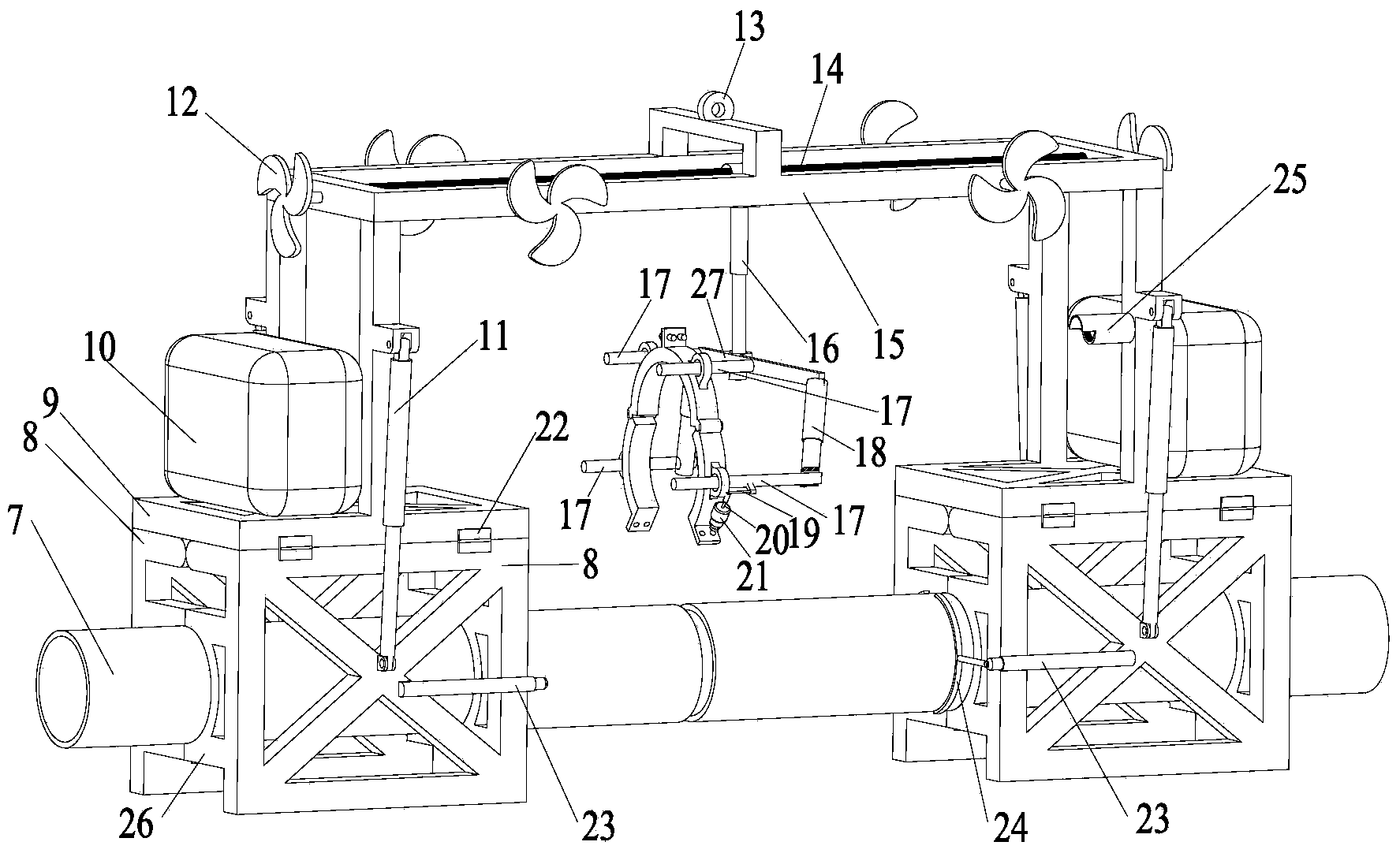 Robot for installing groove-type large-caliber pipeline connector in deepwater complex environment