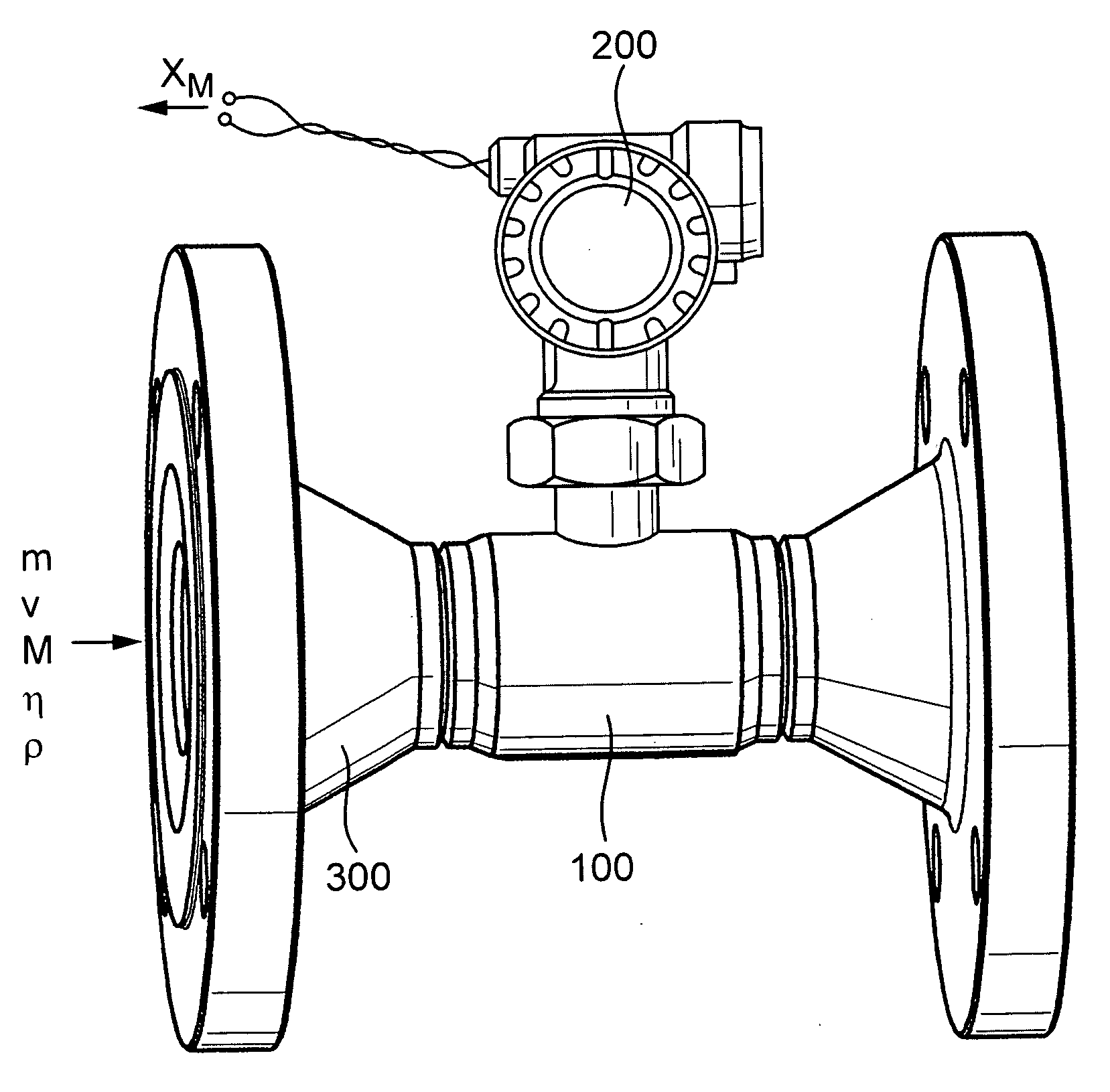 Measuring system for a medium flowing in a process line