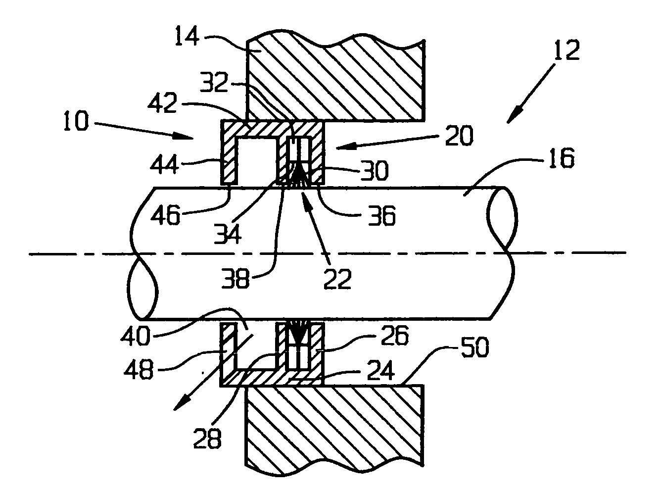 Shaft current control brush assembly with drainage