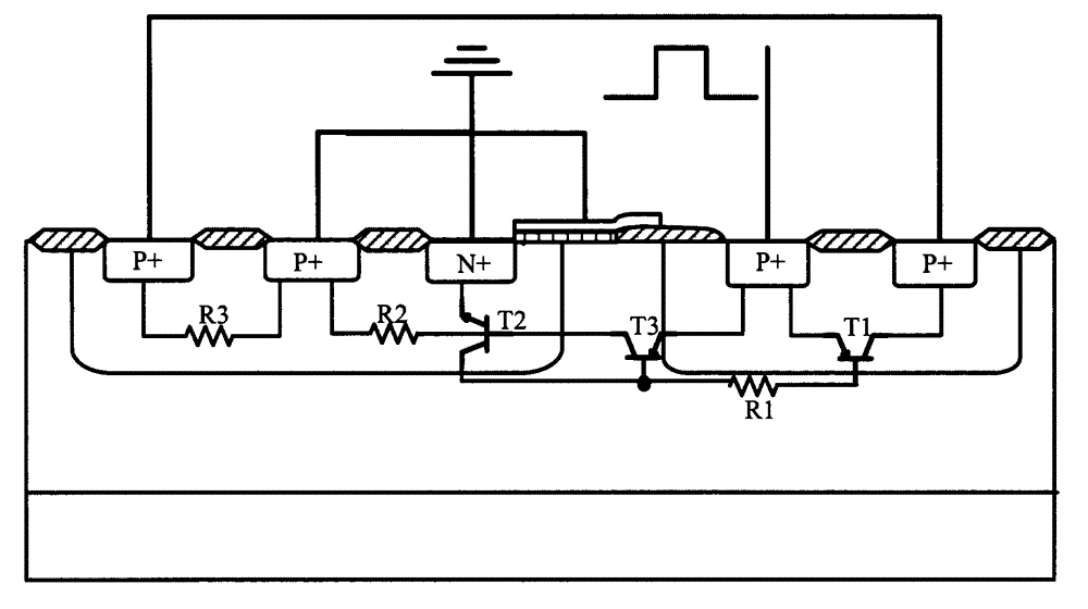 ESD protection device of IGBT structure and with high maintaining voltage