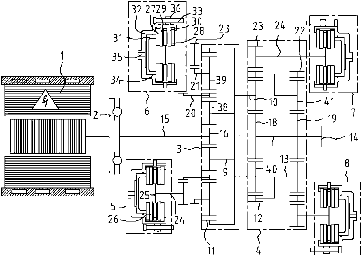 End surface floating disc type automatic four-speed pure electric power assembly