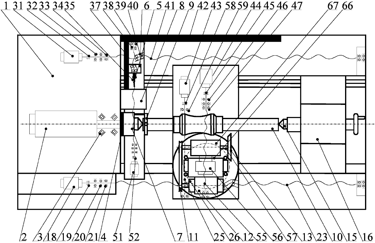 Hourglass worm processing machine tool with on-line detection and correction processing functions