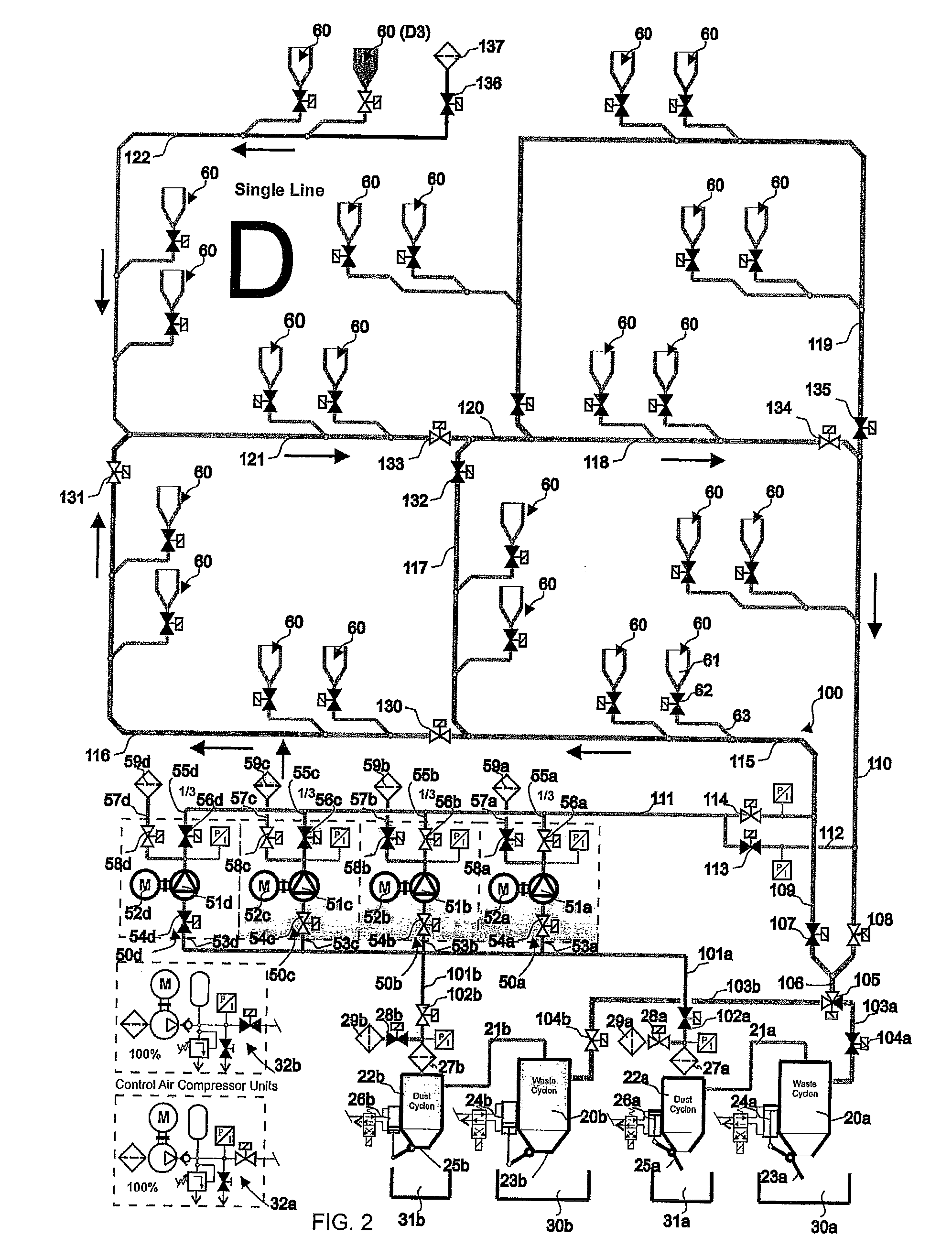 Method and apparatus in a pneumatic materials moving system