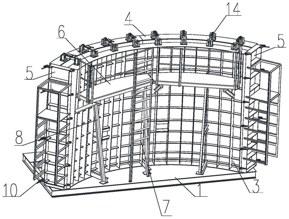 Segmental prefabricated assembly type concrete tower segment prefabricating mold and prefabricating process