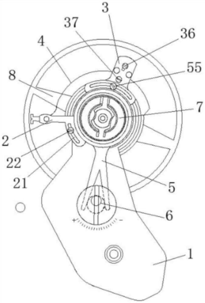 A fine-tuning mechanism with a lockable balance wheel and fast and slow needles