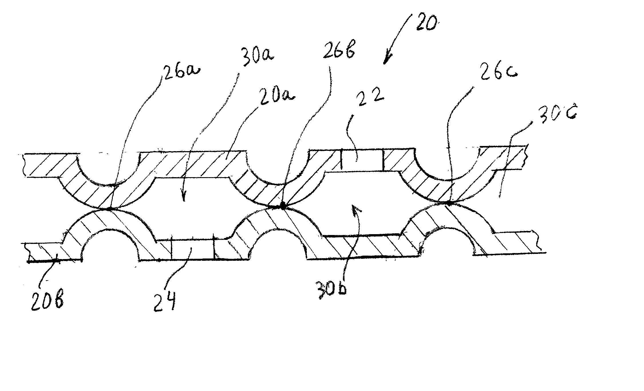 Filtering membranes on the basis of welded polymer structures and method for manufacture thereof