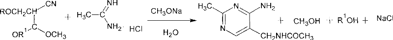 Process for preparing 2-methyl-4-amino-5-acetyl aminomethyl pyrimidine