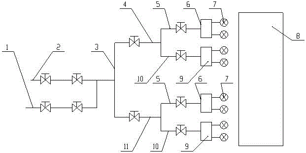 Process for on-line cleaning to double rotational flow gas burner