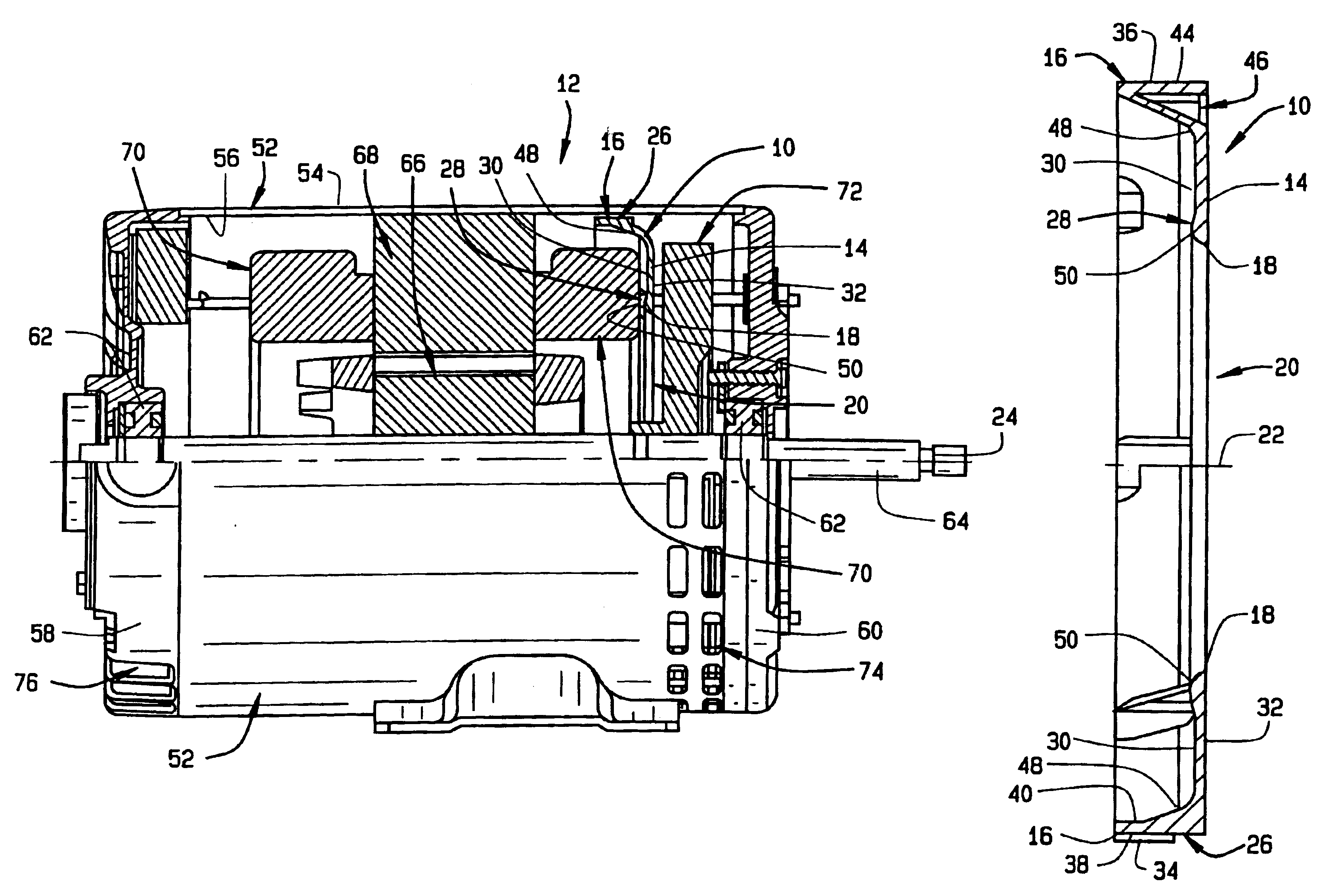 Dynamoelectric device air flow baffle shaped to increase heat transfer