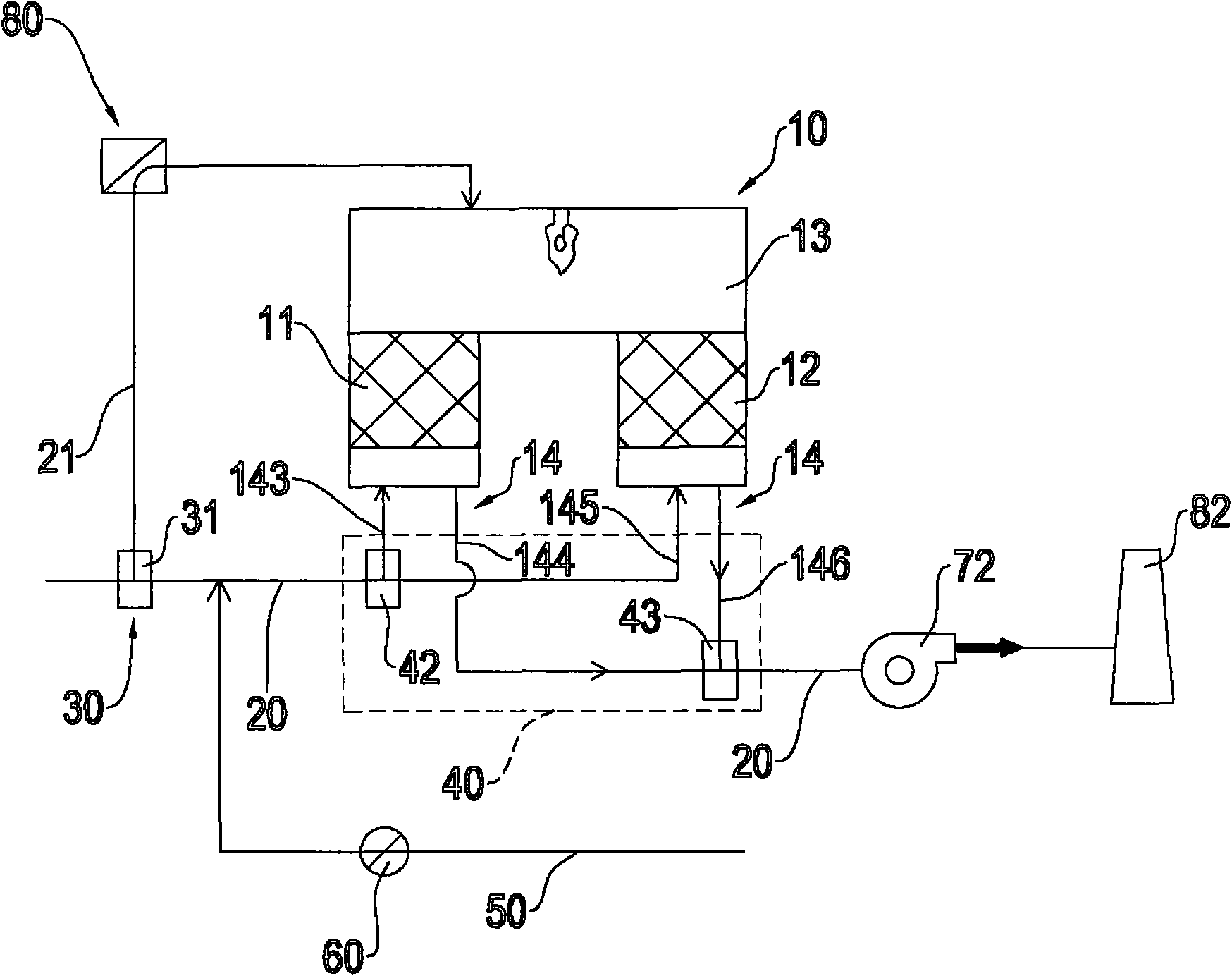 External gas removing type heat-storage incinerator