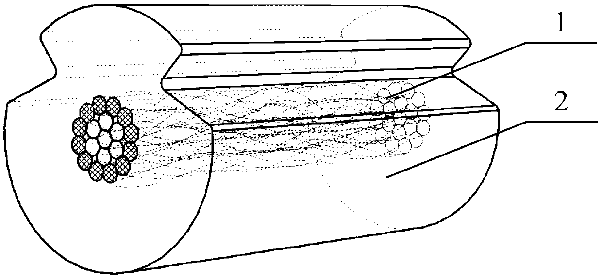 Reinforcing core of fiber-reinforced copper matrix composite contact wire