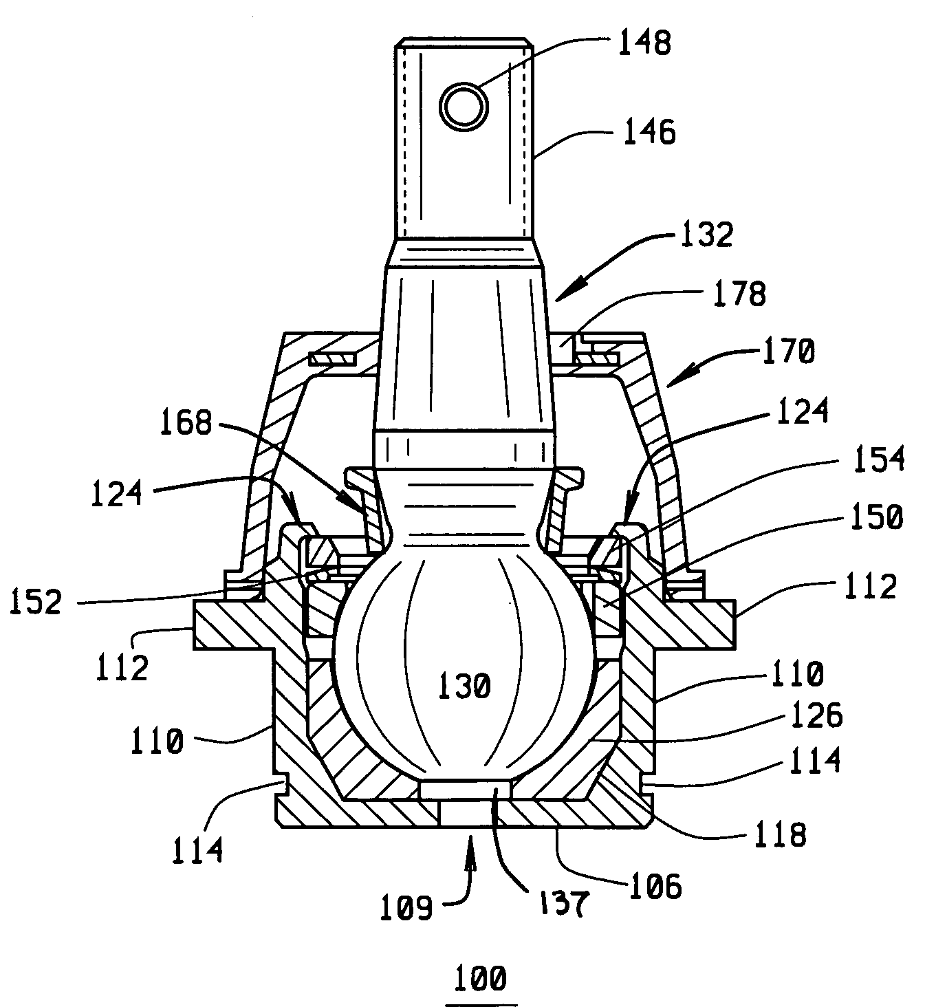 Metal split bearing compression load ball joint