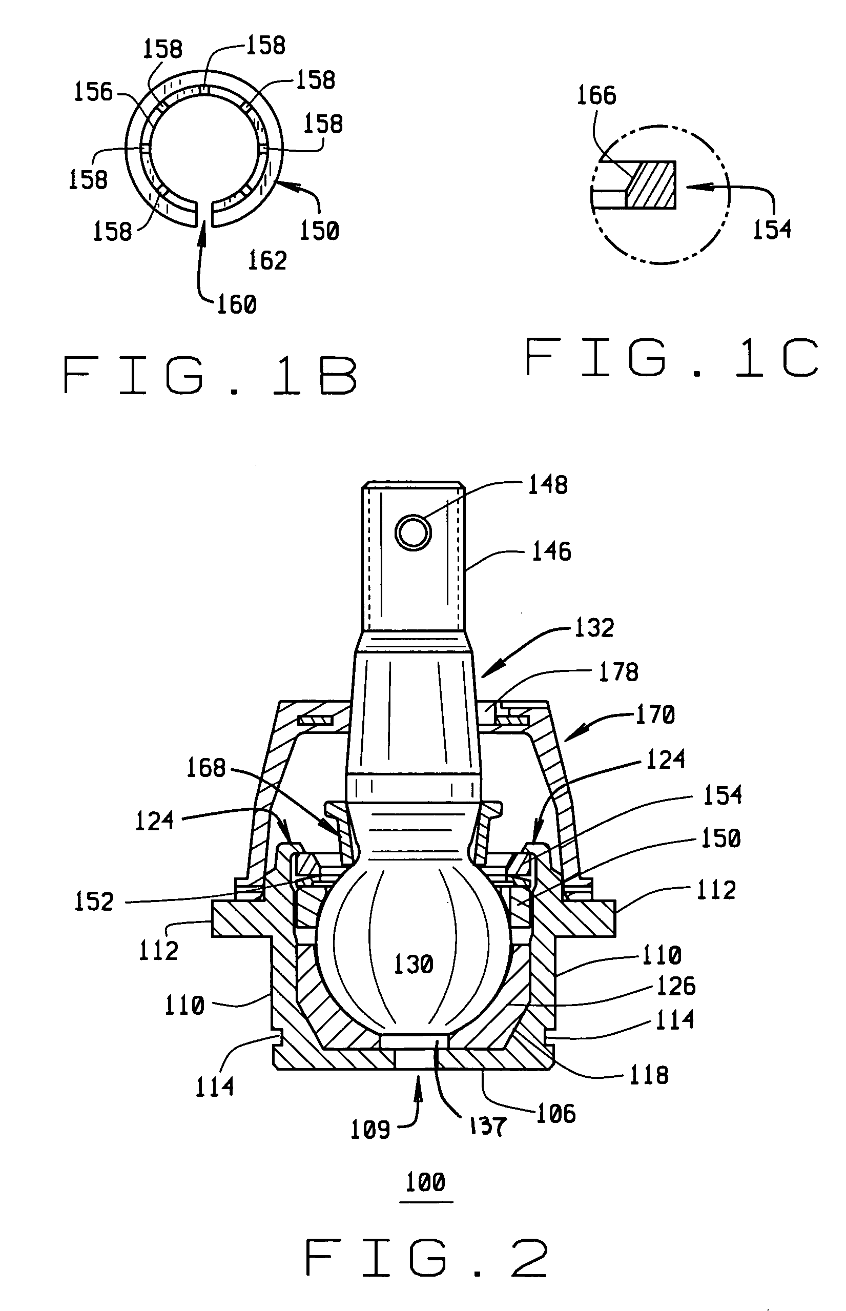 Metal split bearing compression load ball joint