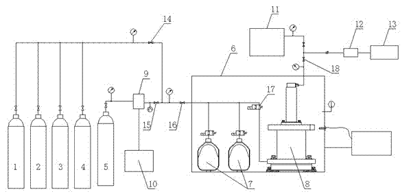 Experiment device for replacing CH4 in adsorption storage layer by multi-phase-state CO2 and mixed gas