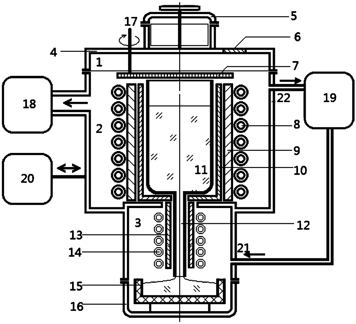 Pressure control glass melting device and method