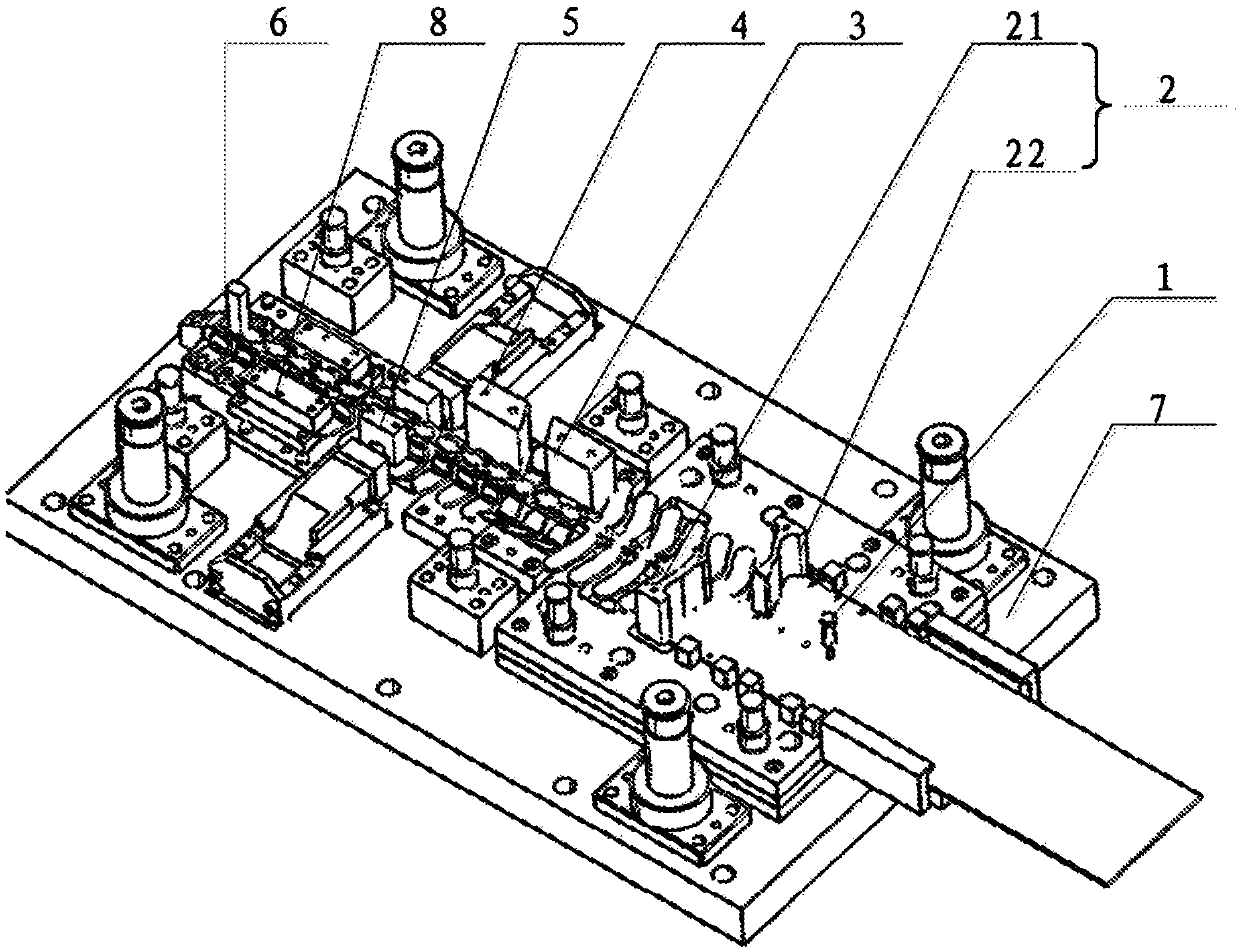 Full-automatic progressive die for hinge shaft