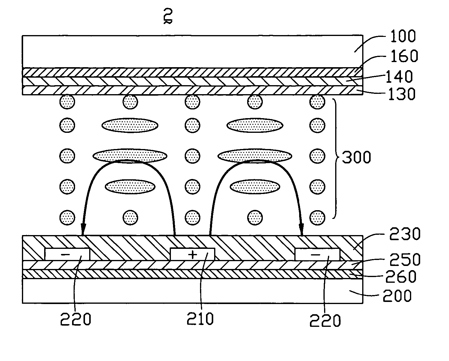 Transflective liquid crystal display with bent electrodes