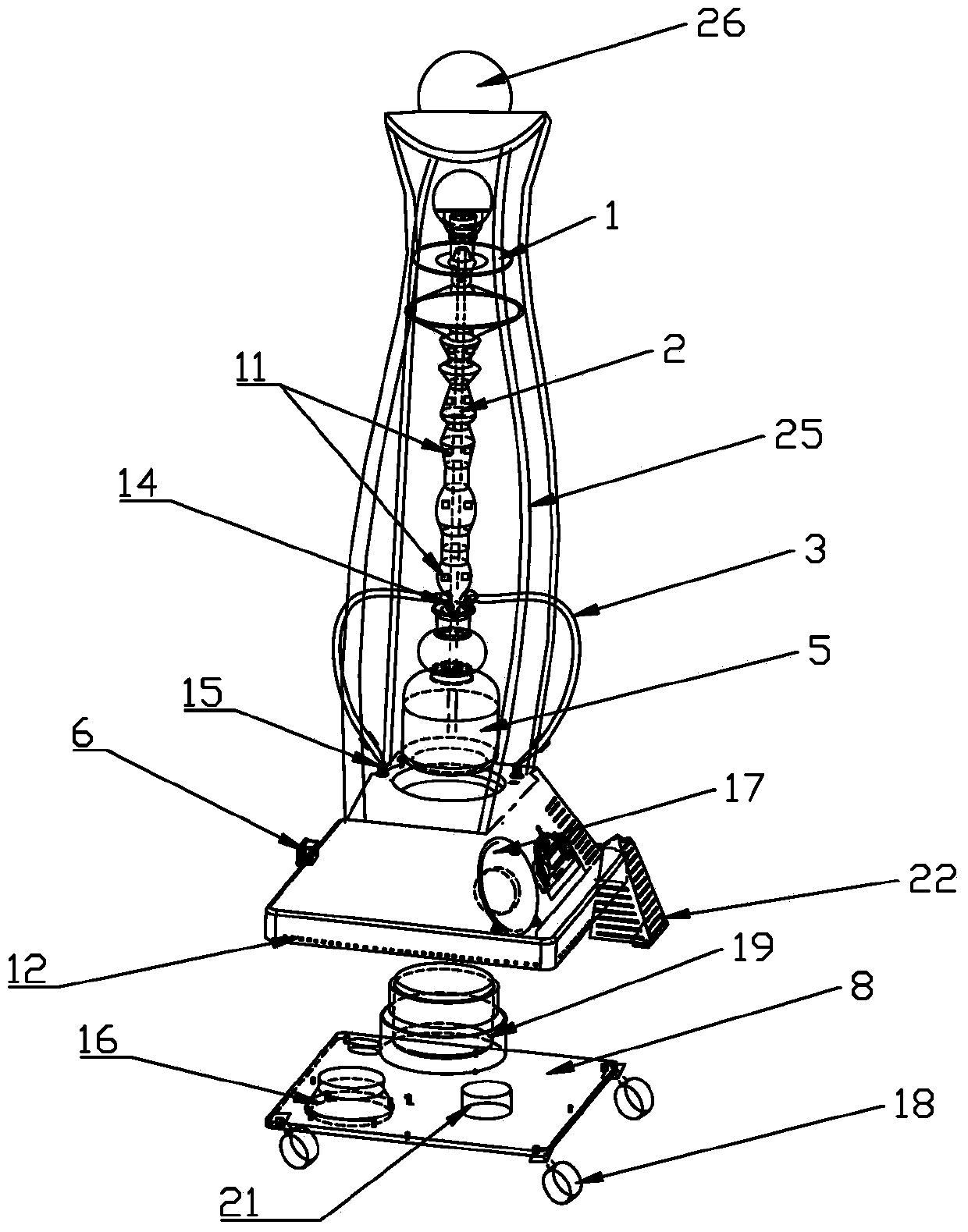 Temperature adjustable mobile hookah with speaker