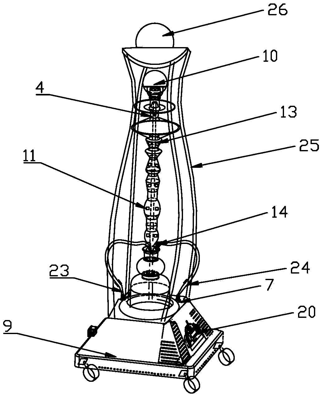 Temperature adjustable mobile hookah with speaker