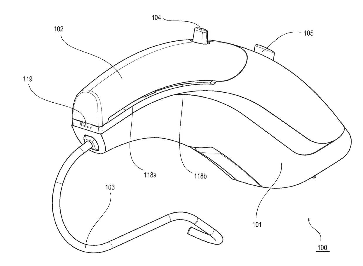 Hearing aid adapted for suppression of wind noise