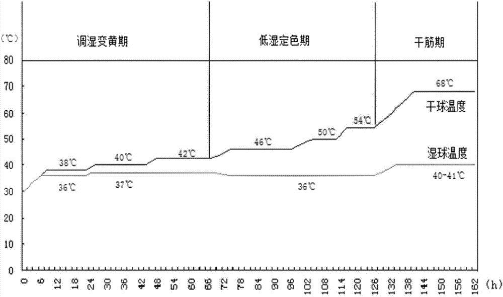 Special tobacco curing method for heat pump intensive curing barn