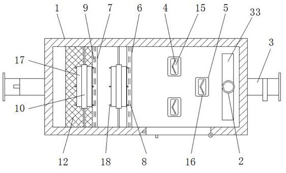 A filter device for chemical waste liquid with split flow and anti-clogging