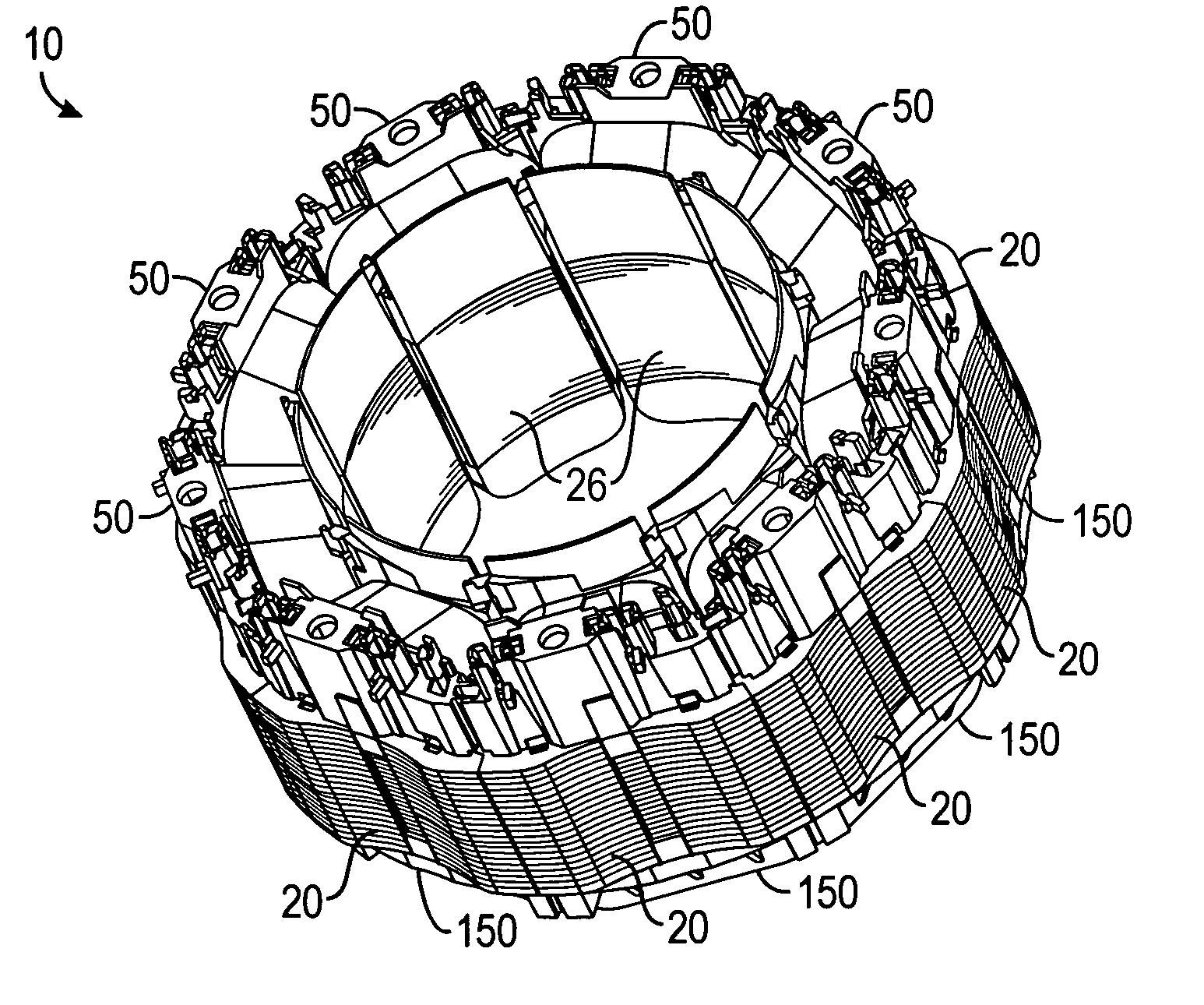 End cap for segmented stator