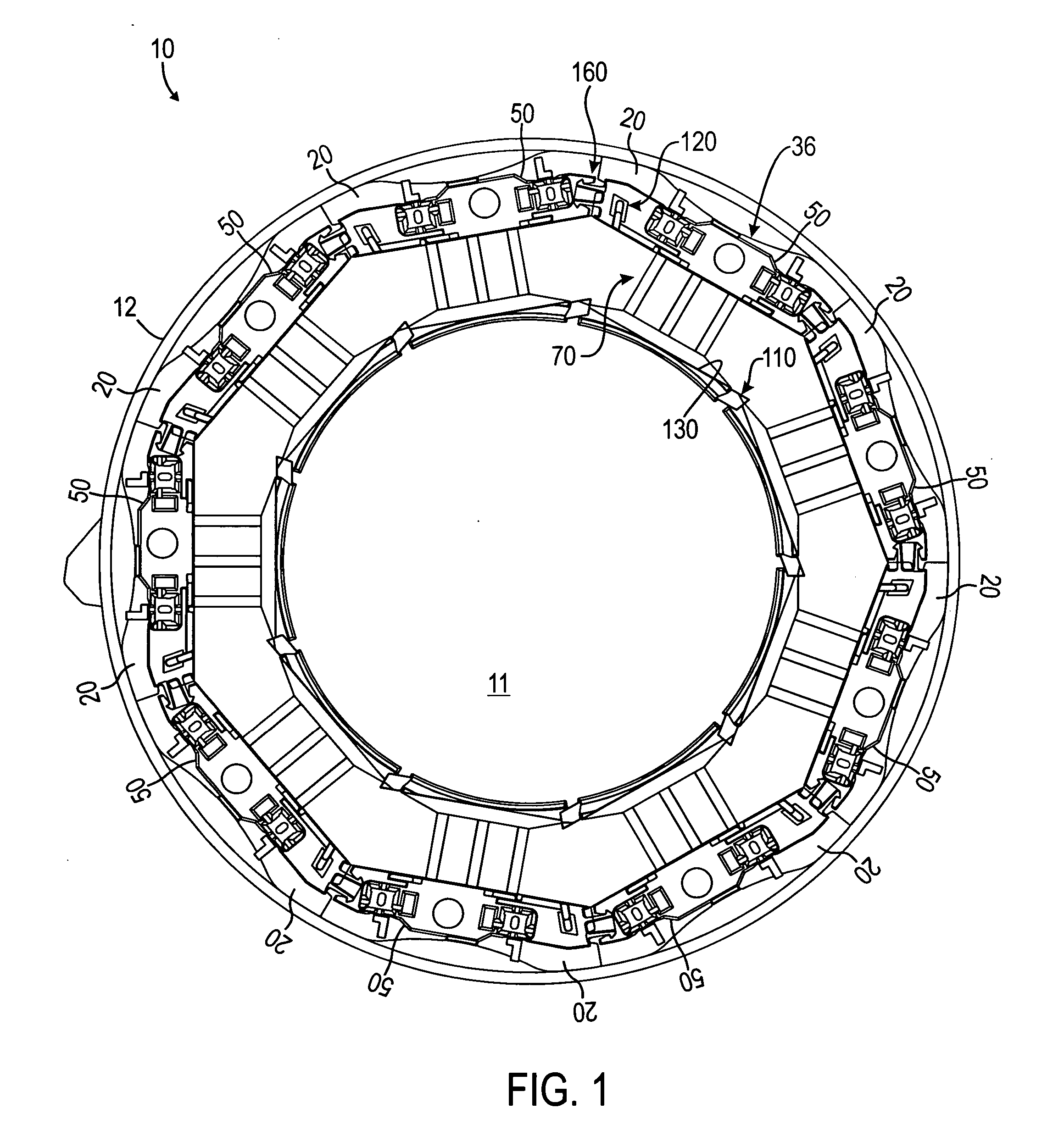 End cap for segmented stator