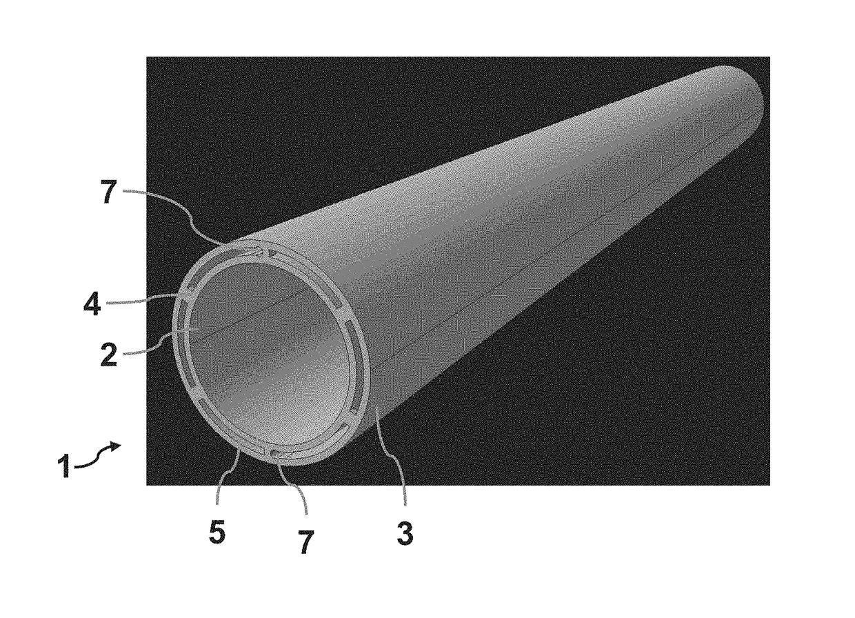 Double-walled pipe with integrated heating capability for an aircraft or spacecraft