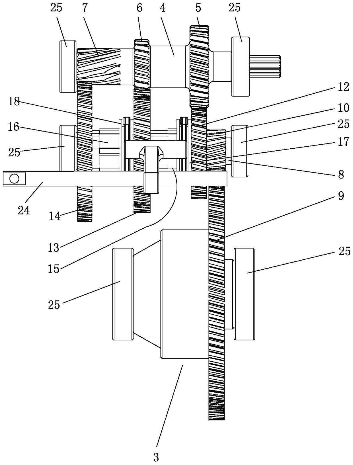 A three-speed gearbox