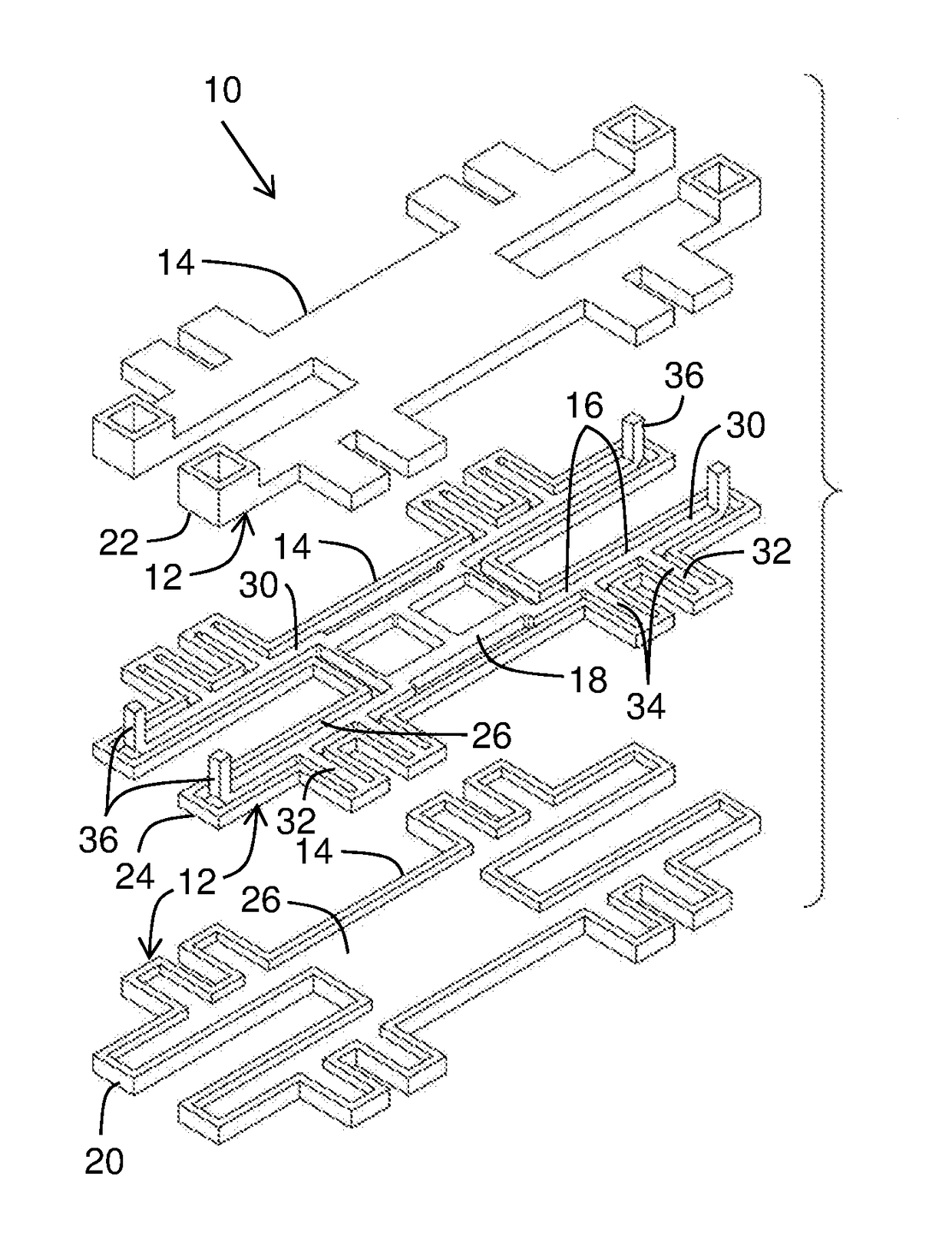 Compact and lightweight TEM-line network for RF components of antenna systems